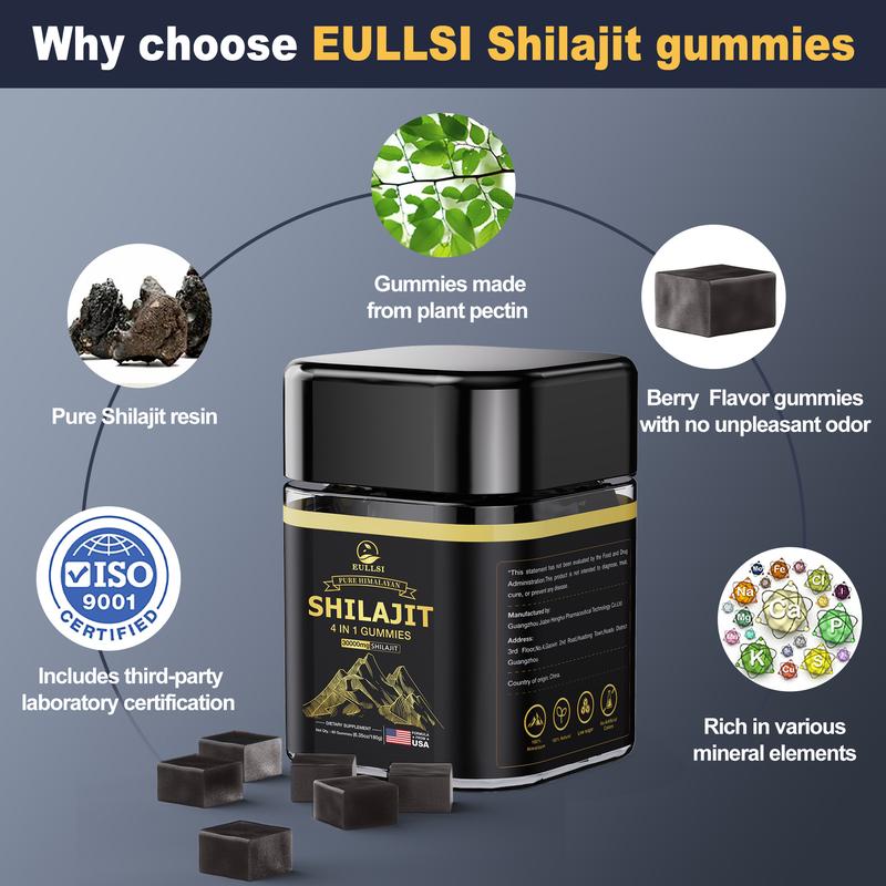4 IN 1 Pure Himalaya Shilajit Gummies,with Ashwagandha、Turmeric、Choline&other herbs