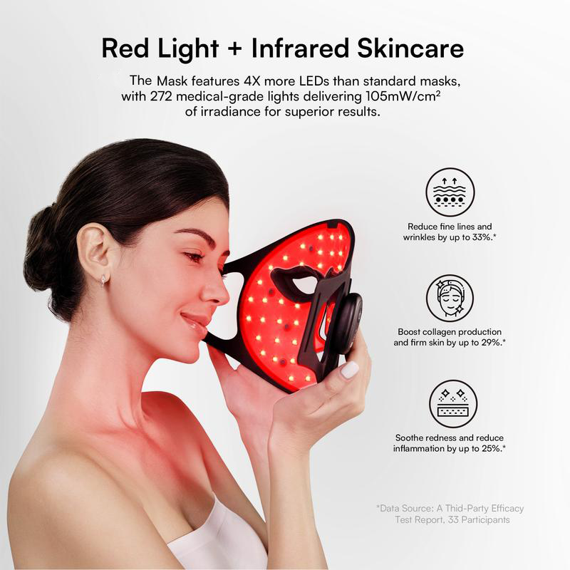 GLOW Wireless LED Face Mask，Portable and Rechargeable